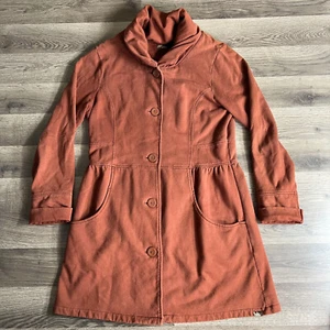 Prana Mariska Jacket Womans Large Oversized Collar Fleece Front Button Cotton - Picture 1 of 16