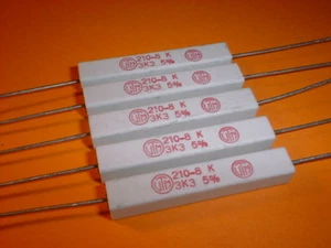 5x 3,3 kOhm / 7 Watt Wirewound-Power-Widerstand 210-8 - Picture 1 of 2