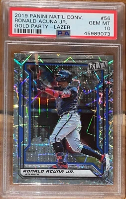 Pop 4💎2019 Ronald Acuna PANINI NAT CONVENTION VIP GOLD PARTY LAZER PRIZM PSA 10 - Image 1 of 4