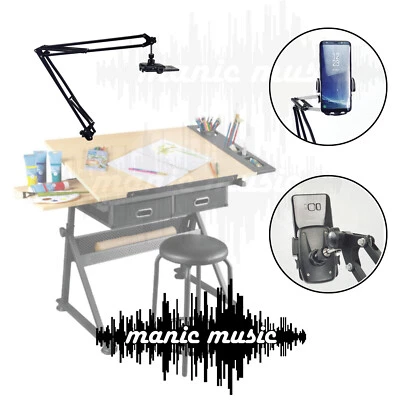 Desk Phone Clip Stand Artist Painting Nail Art Craft Baking Video Long Arm Clamp - Image 1 of 4