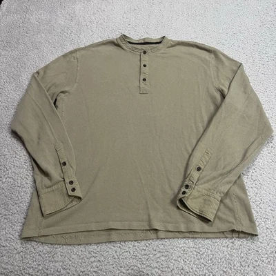 Rag Bone Shirt Mens Extra Large Green Henley Waffle Knit Thermal Stretch Cotton - Image 1 of 4