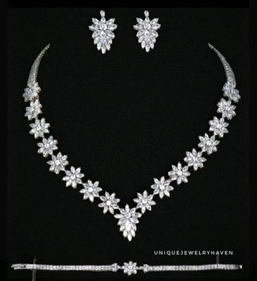 18k White Gold Plated Starry Night 3p Jewelry Set Lab-Created Swarovski Stones - Image 1 of 2