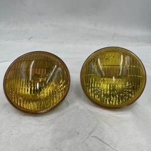 1 pair of Vintage GE Sealed Beam 4412A Fog Lamps Amber 12 volt Rat Rod Tested - Foto 1 di 3