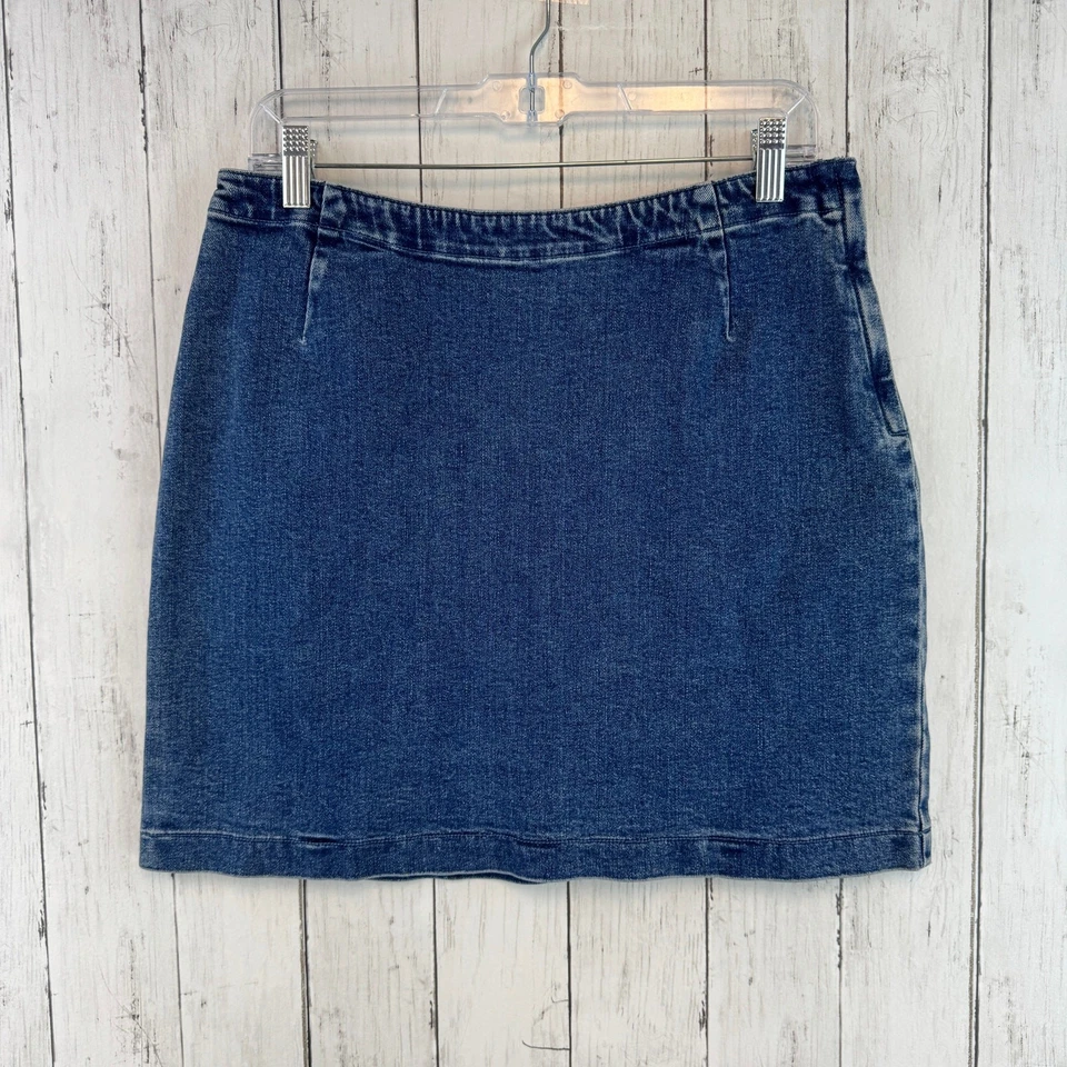 VTG Emanuel Ungaro Liberte Dark Blue Cotton Denim A-Line Mini Skirt Size 10 / 44 - Image 1 of 4