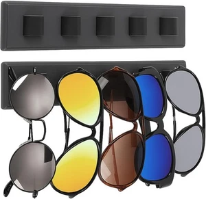 2er Pack Holz Sonnenbrillen Organizer Wandmontage - rustikale Sonnenbrille dunkelgrau - Bild 1 von 7