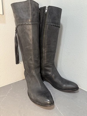 ARIAT Women's Remington Leather Tall Boots Size 10 Black Tassels Cowgirl Western - Image 1 of 4