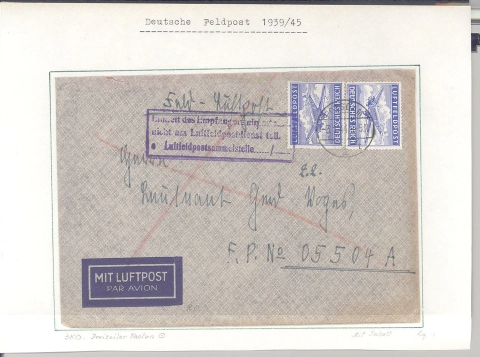 Dt. Feldpost 2. WK, Brief mit Dreizeiler von der Luftpostsammelstelle (12445) - Bild 1 von 1