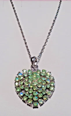 11 - Ankerkette versilbert L. 54cm, Ankerkette Herz ❤️ mit Steinbesatz 40x40mm - Bild 1 von 4