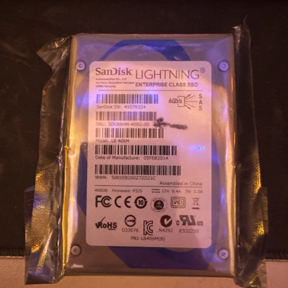SanDisk Lightning Enterprise Class SSD 400GB Model Lb406sc Part No. SDLB6HS-400G - Image 1 of 2