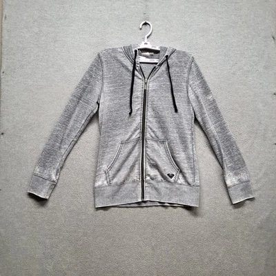 Roxy Women Hoodie L Gray Logo Activewear Drawstring Long Sleeve Skater Y2K - Image 1 of 4
