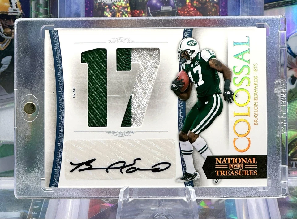 2011 National Treasures FIRST PRINT 1/5 AUTO Autograph Patch Braylon Edwards - Image 1 of 2