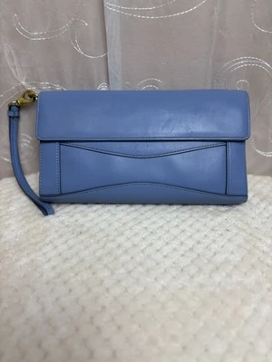 J Crew Blue Leather Clutch Wristlet, NWT - Image 1 of 4