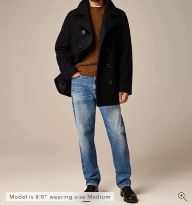 NEW J Crew Mens Dock Black $398 PrimaLoft Wool Blend Peacoat Jacket Coat Small S - Image 1 of 4