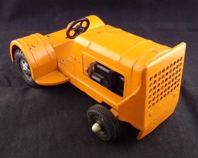 Vintage Tonka Pressed Steel Baggage Tractor RARE ORANGE - image 1 of 4