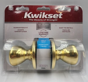 Kwikset Türknauf Bett Bad Messing poliert Schlossset Innenbeschläge Neu - Bild 1 von 6