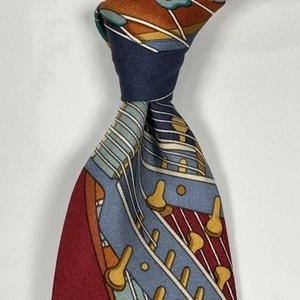 Corbata Salvatore Ferragamo para Hombres Multicolor Seda Hecha en Italia Instrumento Ornamentado Lujo - Imagen 1 de 8