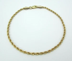 STUNNING LADIES 10K YELLOW GOLD (7-1/4")   ROPE STYLE CHAIN BRACELET   1.2G - Picture 1 of 7