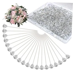 220PCS 2 Inch Diamond Rhinestones Pins Floral Flower Corsage Boutonniere - Picture 1 of 7