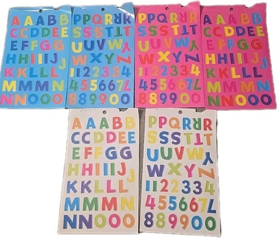 Alphabet Letters Numbers Stickers 6 Sheets 3 Sets Alphabet 1" Colorful Colors  - Image 1 of 4