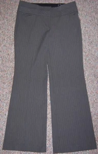 EXPRESS Editor Gray Stripe Wide Waistband Studio Stretch Flare Pants 4 Short NWT - Picture 1 of 5
