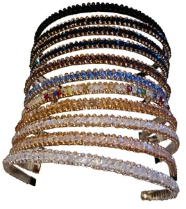 Damen dünnes dreireihiges Stirnband Kristall Strass Diamant Schmuck Perle  - Bild 1 von 23