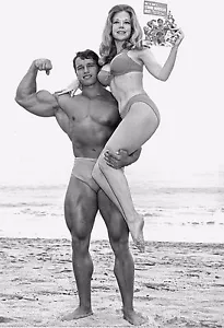 Arnold Schwarzenegger lifting girl 24X36 inch Poster, movies star, weights - Picture 1 of 2