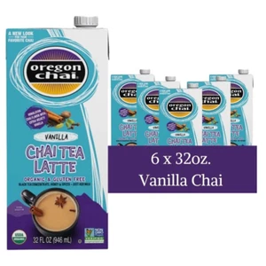 Oregon Chai Vanilla Chai Concentrate 32 Fluid Ounce Pack of 6 - Picture 1 of 12