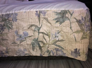 Croscill Queen Floral Bedskirt Iris & Bamboo Purple Tan Green Blue Dust Ruffle - Picture 1 of 7