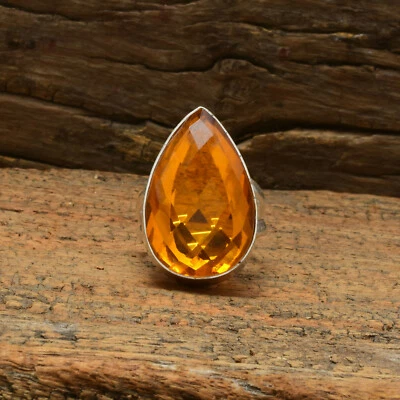 Incredible Citrine Topaz Gemstone 925 Sterling Silver Handmade Ring All Size - Image 1 of 4
