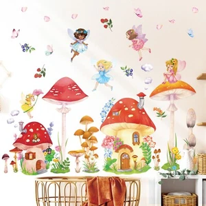 DECOWALL DS12-8075 Mushroom Fairy Tale Wall Stickers for Kids Bedroom Nursery - Picture 1 of 7