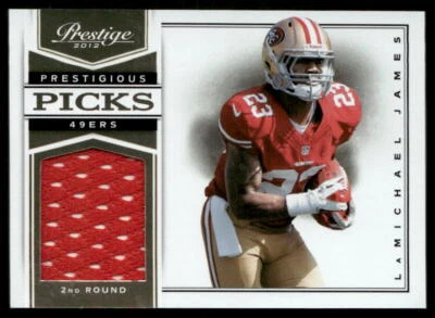 2012 Panini Prestige LaMichael James 23 Prestigious Picks Materials SN,MEM - Image 1 of 2