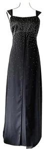 CACHET Womens Black Maxi Gown Dress Sparkling Beads Satin Chiffon Layers Lined 8 - Picture 1 of 10