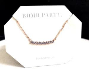 New Bomb Party Rose Gold Plated The Celeste’s Aquamarine Necklace. - Picture 1 of 3