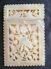 RARE 19TH CENTURY CHINESE CARVED MOTHER OF PEARL CARD CASE BOX