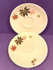 Shenango Peter Terris CALICO LEAVES Pair Large Saucers 6" - Picture 1 of 3