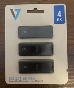V7 4GB USB 2.0 Flash Drives 3/Pack VF24GAR-3PK-3N - Afbeelding 1 van 2