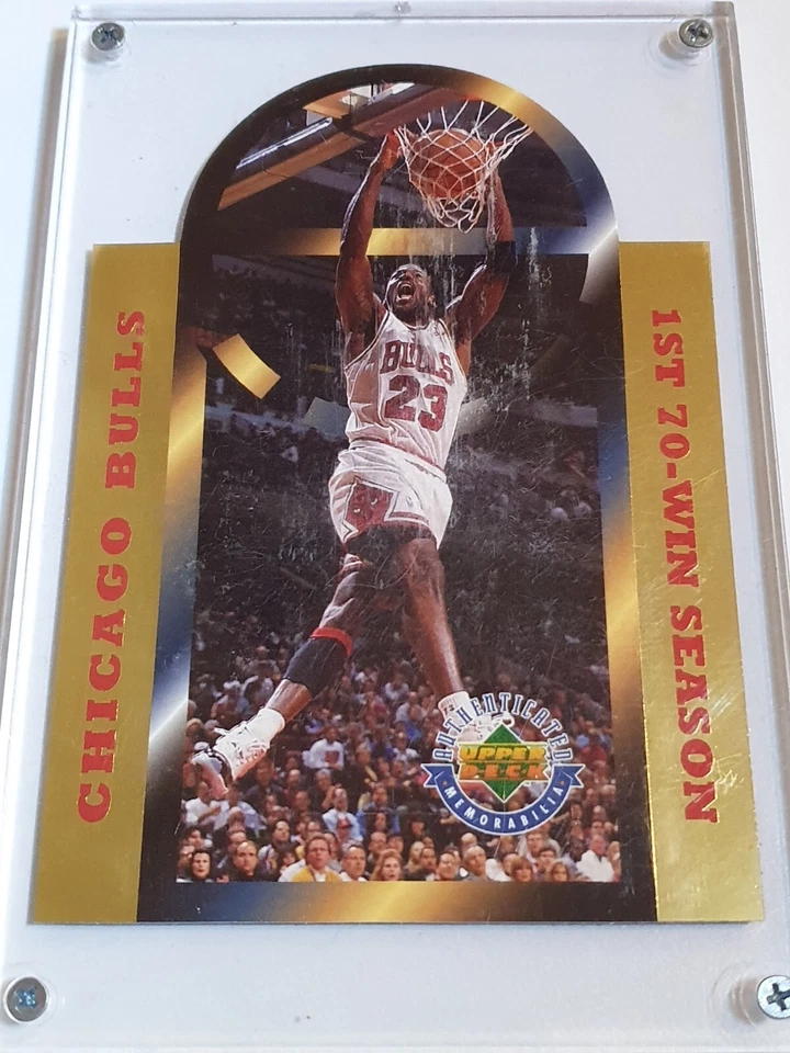 1996 Upper Deck Chicago Bulls /15000 1st 70-Win Season Die-Cut - Michael Jordan - Image 1 of 3