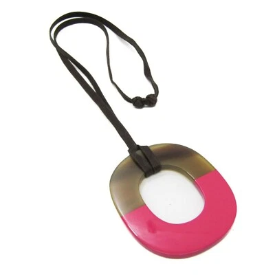 Gargantilla collar cuerno de búfalo Hermes unisex para mujer rosa beige usada auténtica YK466 Foto 1 de 4