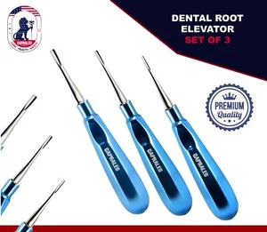 CAPRALEO Dental Root Elevator 3pc Blue Coated, Oral Surgery Luxating Elevators - Picture 1 of 4
