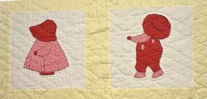 Vintage Cutter Quilt Piece 16” x 29” Sunbonnet Sue & Overall Sam #3 - Picture 1 of 10