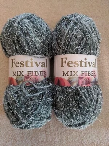 Festival Mix Fiber Yarn Polyester Acrylic. 50g each. Lot Of 2 - Picture 1 of 5