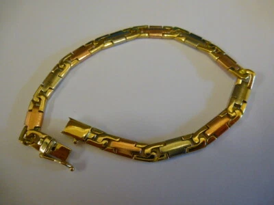 Stunning 14ct Three Colour Gold 8" Fancy Bracelet - Fully hallmarked - - Image 1 of 4