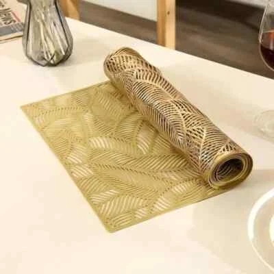 Hollow PVC Table Heat Insulation Non-slip Gold and Silver Table Runner, Placemat - Image 1 of 4