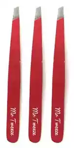 Mr Tweeze Stainless Steel Slant Tweezer, Red (3 Pack), Compares to TweezerGuru - Picture 1 of 1