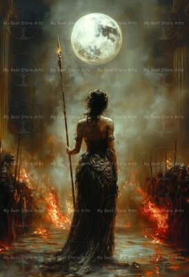 QUEEN MEDB ART PRINT, Witchy Gothic Poster, Celtic Goddess Warrior Decor F316 - Image 1 of 3