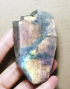 Pietra Reiki Spectrolite lastra di labradorite lastra lastra dorata lucida su un lato bella - Foto 1 di 10