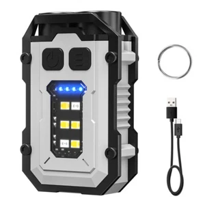 Mini Portachiavi Torcia Tasca EDC Ricaricabile LED COB Lampada Torcia Luce Lavoro - Foto 1 di 20