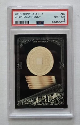 2018 TOPPS ALLEN & GINTER X CRYPTOCURRENCY #83 PSA 8 DOGE SHINU BTC - Image 1 of 2