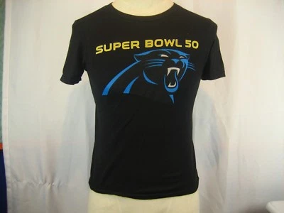 Womens NFL Black Cotton SS Carolina Panther Super Bowl 50 T-Shirt sz M(10-12) - Image 1 of 4