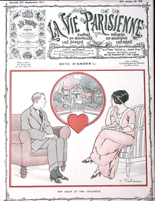 La Vie Parisienne Magazine 30 Sept 1910 Fabiano Dream of Love Young Couple - Image 1 of 4